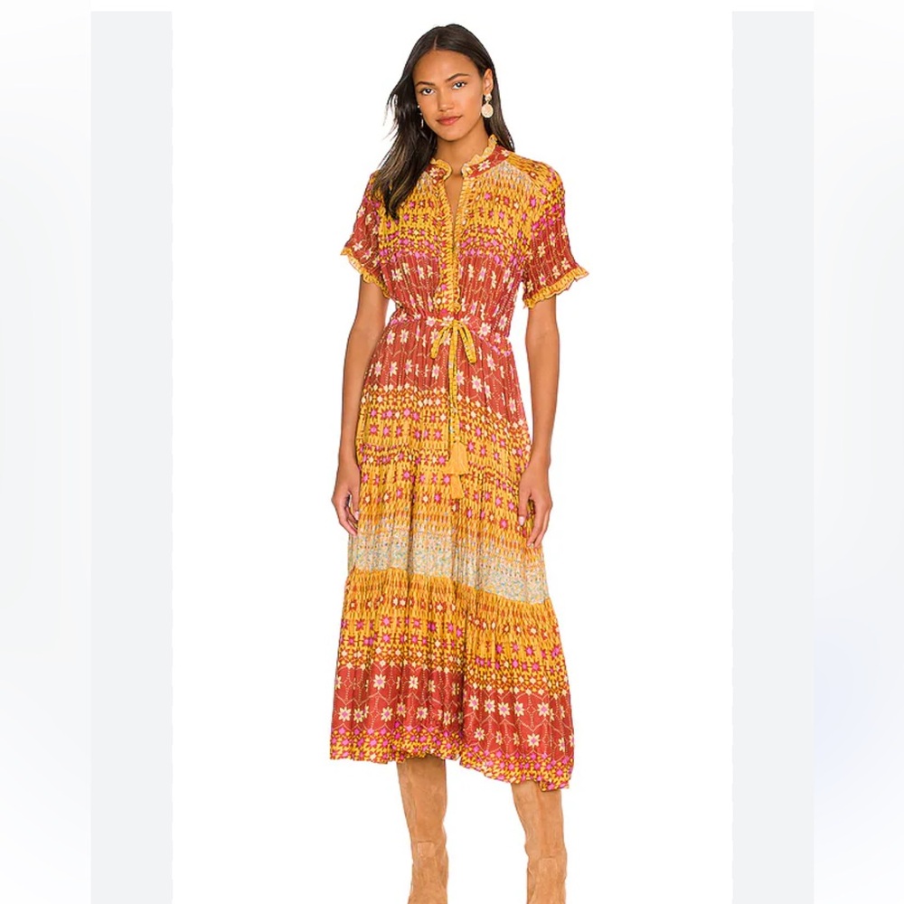 Floral Patterned Dress in Red and Yellow